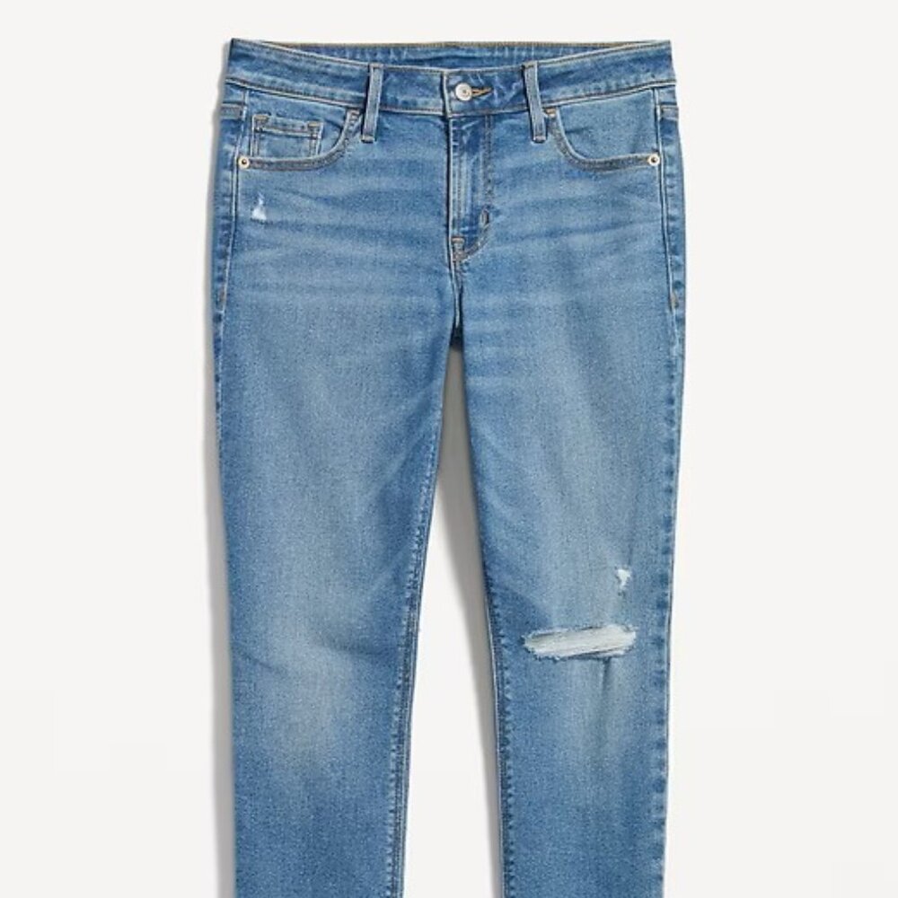 Old Navy Women's Mid-Rise Jeans Rockstar Super-Skinny Medium Wash Ankle 10 Tall